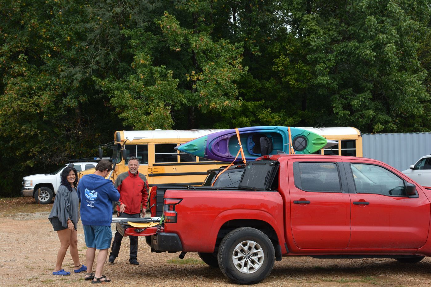The kayak shuttle bus loaded up