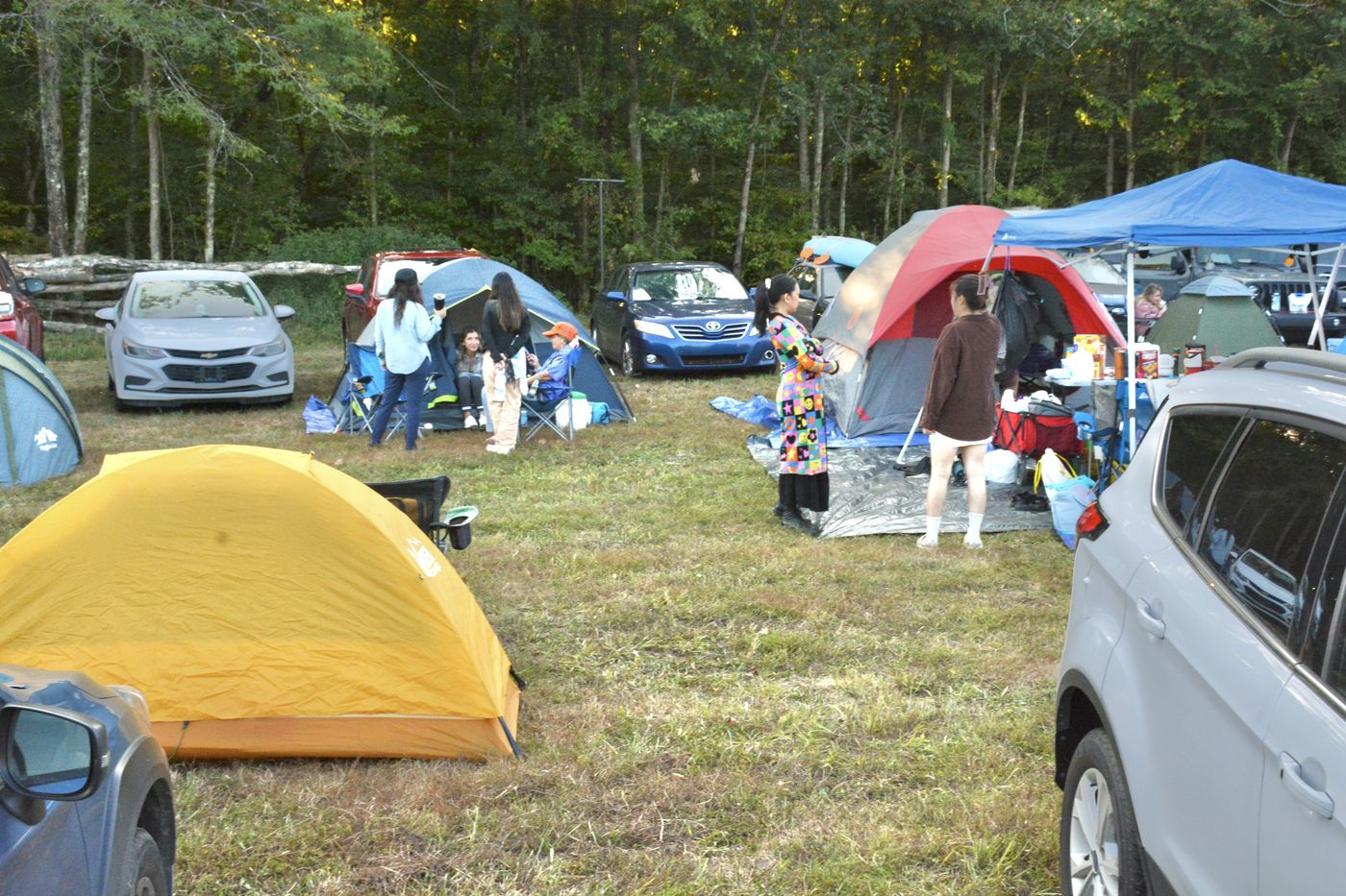 Tent camp in the meadow